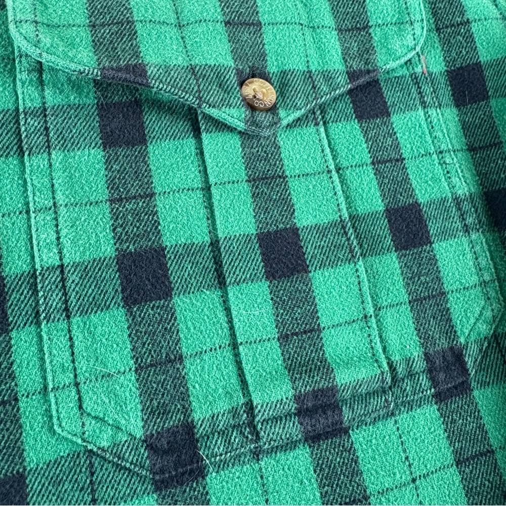 CC Filson 850 Shirt X-Large  Green Plaid Flannel Heavy Cotton Fishing Guide - Picture 7 of 10